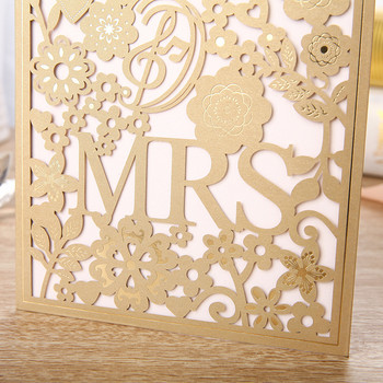 5 τεμ./παρτίδα Προσκλητήριο γάμου Mr&Mrs με εσωτερική κάρτα Δωρεάν εκτύπωση μέσα σε Glitter Paper Party Big Show Festival ευχετήρια κάρτα