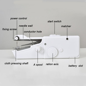 INNE Ръчна шевна машина Мини преносим помощник Домакински безжичен електрически бод комплект за ръкоделие за бързи ремонти Направи си сам дрехи