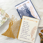5 gab. Meiteņu silueta ielūguma kartīte Eiropas stila zelta apzīmogota svētības kartīte kāzu brīvdienu universālas apsveikuma kartītes