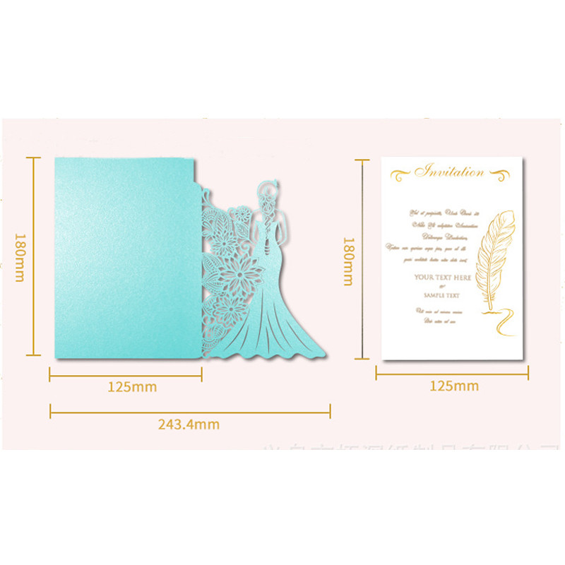 5 gab. Meiteņu silueta ielūguma kartīte Eiropas stila zelta apzīmogota svētības kartīte kāzu brīvdienu universālas apsveikuma kartītes