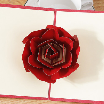 Пощенска картичка с розови цветя 3D изскачащи поздравителни картички Сватба Рожден ден Годишнина за двойки Съпруга Съпруг Подарък за Свети Валентин
