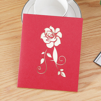 Пощенска картичка с розови цветя 3D изскачащи поздравителни картички Сватба Рожден ден Годишнина за двойки Съпруга Съпруг Подарък за Свети Валентин