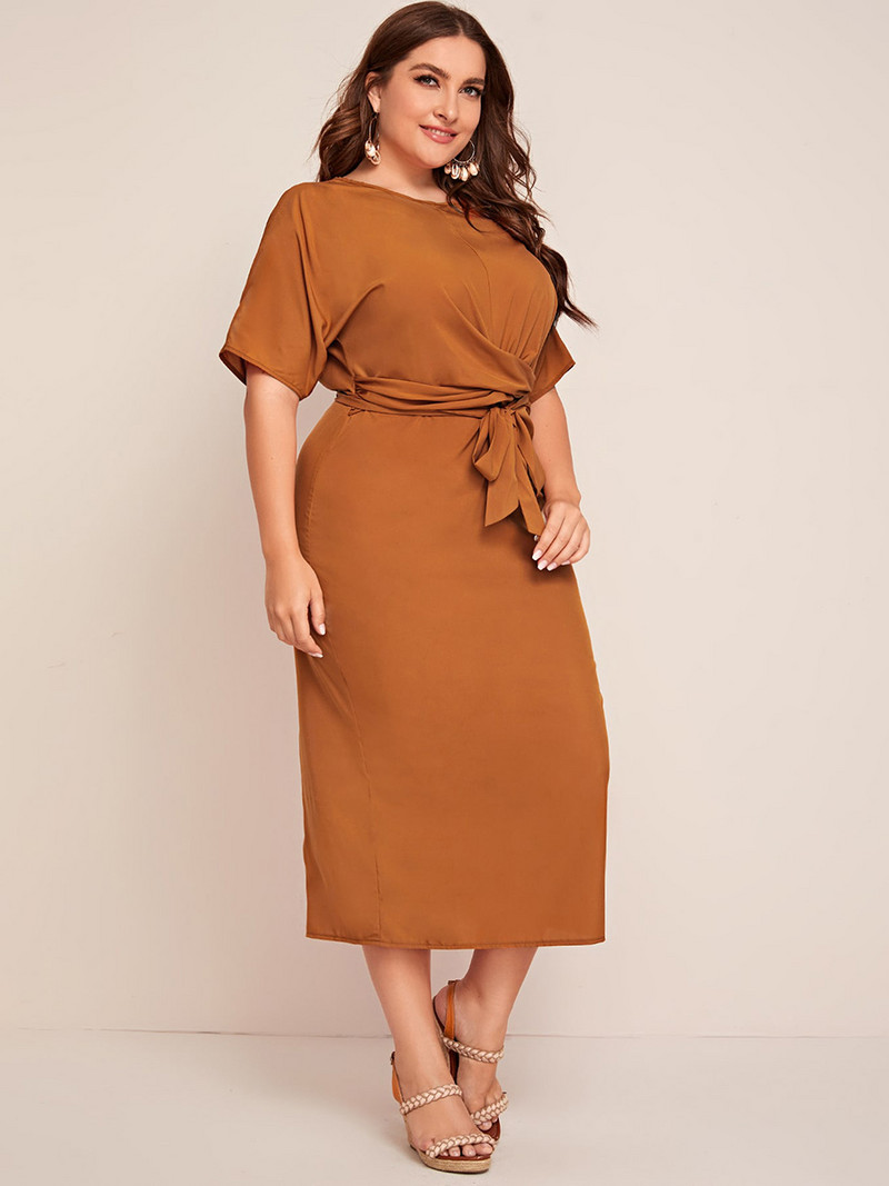 Liela izmēra ikdienas kleita sievietēm 2022. gada vasaras ar īsām piedurknēm tauriņu viduklis Slim Bodycon zīmuļkleita Maxi garas sieviešu biroja kleitas