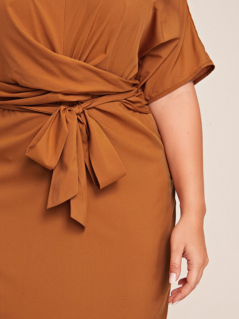 Liela izmēra ikdienas kleita sievietēm 2022. gada vasaras ar īsām piedurknēm tauriņu viduklis Slim Bodycon zīmuļkleita Maxi garas sieviešu biroja kleitas