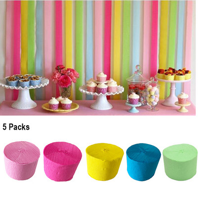 4,5 cmX25M barkácsolt krepppapír szalagok hátterek szalagok függöny fotózáshoz hátterek esküvői születésnapi partihoz babazuhany dekoráció