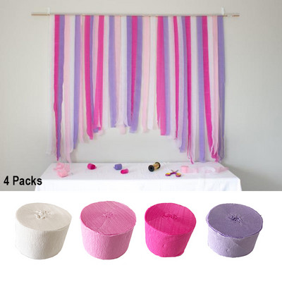 4,5 cmX25M barkácsolt krepppapír szalagok hátterek szalagok függöny fotózáshoz hátterek esküvői születésnapi partihoz babazuhany dekoráció