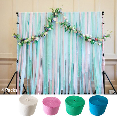 4,5 cmX25M barkácsolt krepppapír szalagok hátterek szalagok függöny fotózáshoz hátterek esküvői születésnapi partihoz babazuhany dekoráció