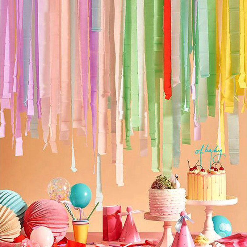 4,5 cmX25M barkácsolt krepppapír szalagok hátterek szalagok függöny fotózáshoz hátterek esküvői születésnapi partihoz babazuhany dekoráció