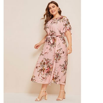 XL-4XL Plus Size Γυναικεία Φορέματα Καλοκαιρινό κοντομάνικο Floral Φόρεμα Long Beach Μόδα Γυναικείο Μεγάλο μέγεθος Casual Party Dress Vestidos