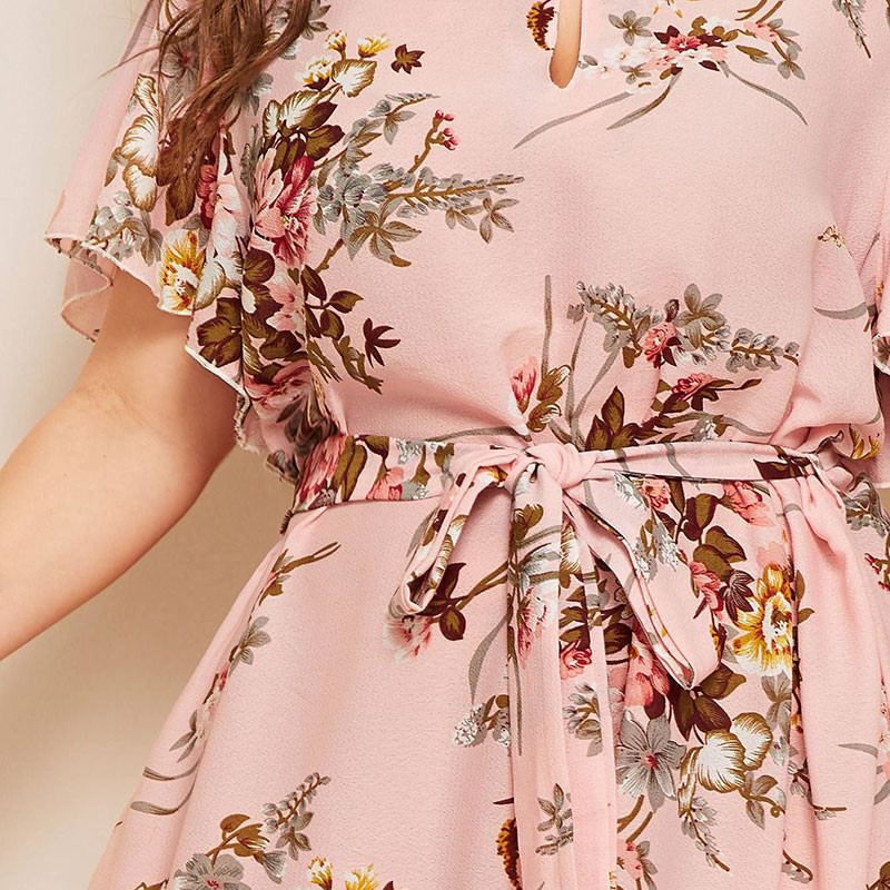 XL-4XL Didelio dydžio moteriškos suknelės Vasarinės trumpomis rankovėmis gėlėta ilga paplūdimio suknelė Madinga moteriška Didelio dydžio laisvalaikio vakarėlio suknelė Vestidos