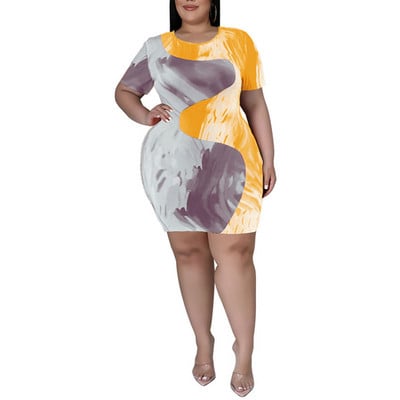 Rochii de mărime Plus, vara 2022 4XL 5XL, la modă pentru femei, cu mâneci scurte, cu mâneci scurte, bodycon, rochie de damă, cu decolteu în formă de mare