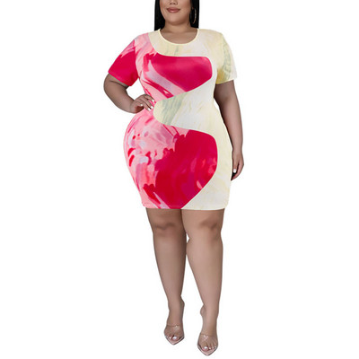 Rochii de mărime Plus, vara 2022 4XL 5XL, la modă pentru femei, cu mâneci scurte, cu mâneci scurte, bodycon, rochie de damă, cu decolteu în formă de mare