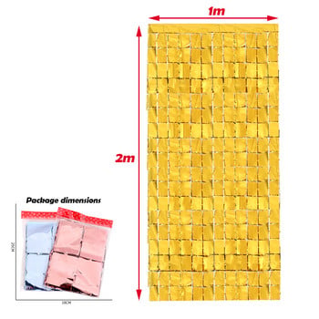 1x2m фон за парти, метално фолио, ресни, бляскава завеса, рожден ден, сватбена декорация, фон, бебешко парти, консумативи