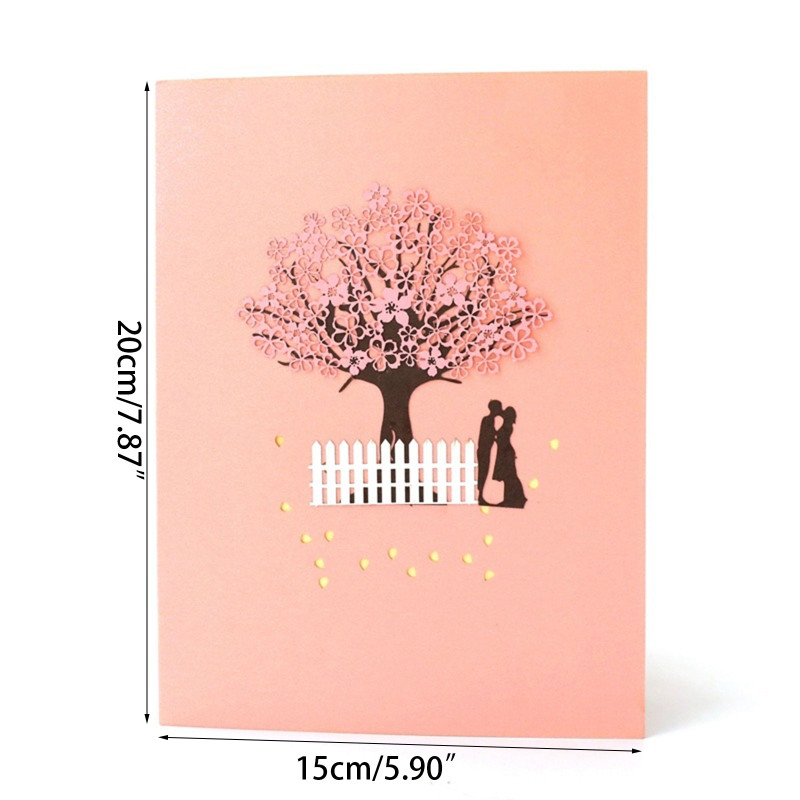 3D iššokantys Valentino dienos atvirukai Vyšnių žiedų romantiški atvirukai su vokų rinkiniu vestuvių metinėms Her Him Drop Shipping