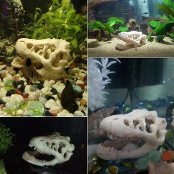 Resin Aquarium Simulation Dinosaur Skull House Cave Fish Tank Τοπίο Στολίδι