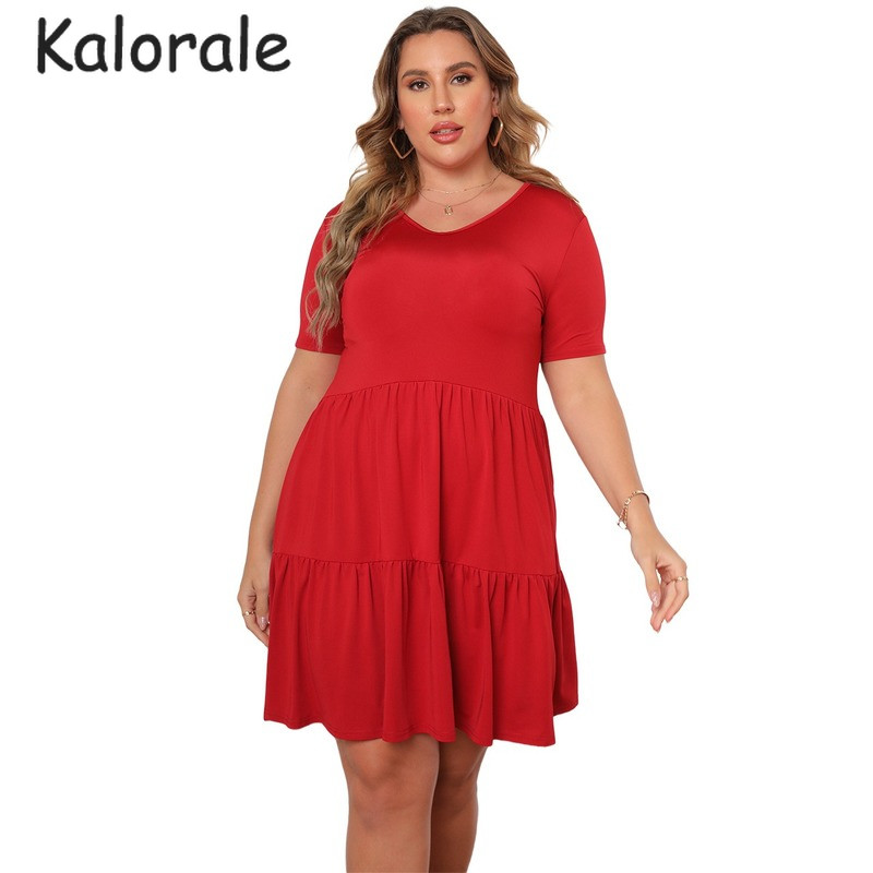 Nagy méretű női ruházat, 2022 nyár, alkalmi tömör, rövid ujjú fodros miniruha, divatos női ruha, nagy méretű ruha, 4XL: