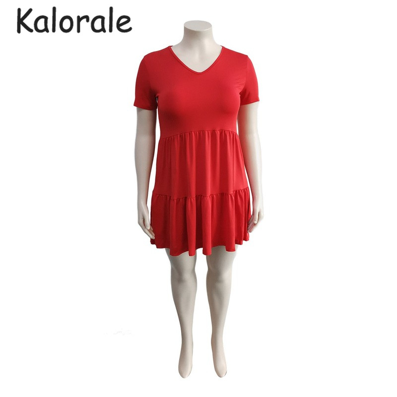 Nagy méretű női ruházat, 2022 nyár, alkalmi tömör, rövid ujjú fodros miniruha, divatos női ruha, nagy méretű ruha, 4XL: