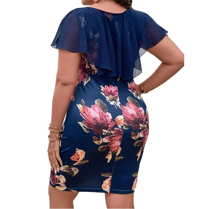 Liela izmēra sieviešu apģērbi Till O kakla ziedu Bodycon Mini kleita Vasara 2023 Eleganta ballīšu kleitas Sieviešu nakts luksusa kleitas 5XL