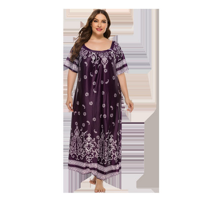 Rochii largi de marime mari pentru femei vara 2022 ocazional cu maneca scurta cu imprimeu floral rochie lunga din matase de gheata Rochie eleganta supradimensionata