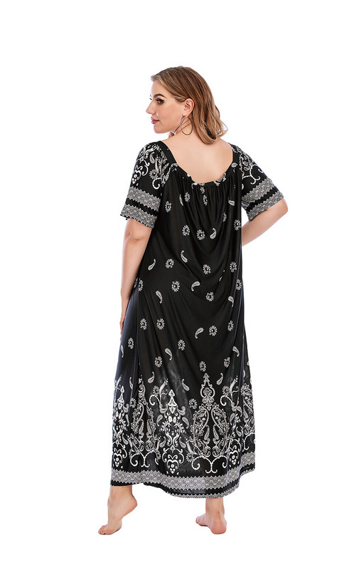 Rochii largi de marime mari pentru femei vara 2022 ocazional cu maneca scurta cu imprimeu floral rochie lunga din matase de gheata Rochie eleganta supradimensionata