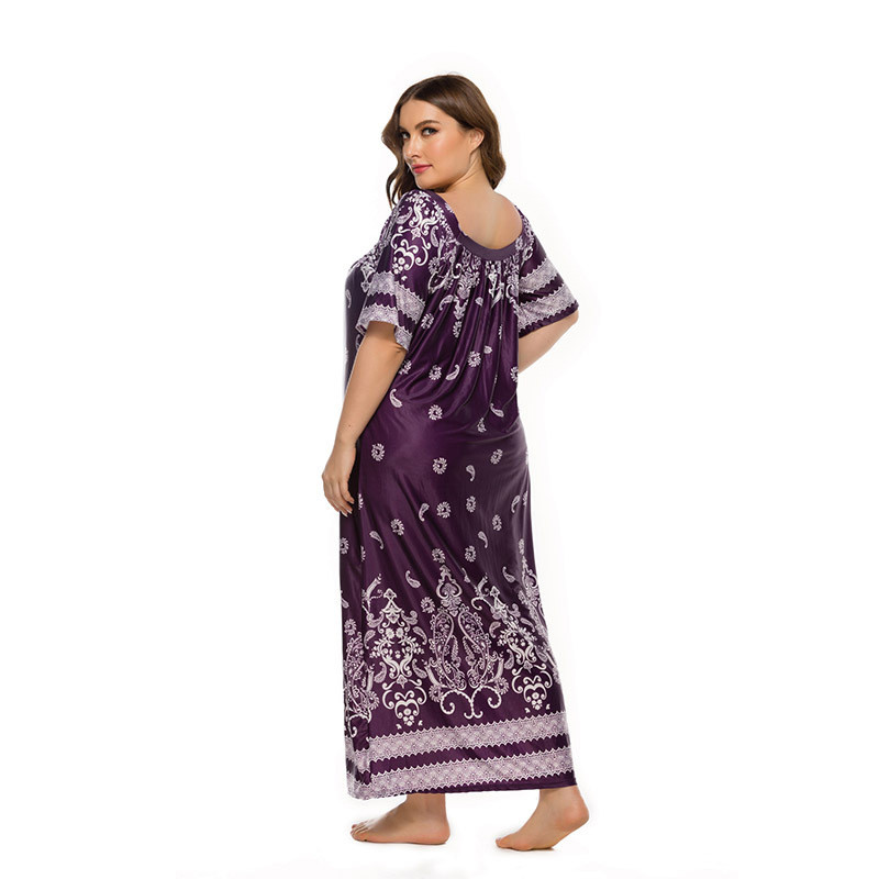 Rochii largi de marime mari pentru femei vara 2022 ocazional cu maneca scurta cu imprimeu floral rochie lunga din matase de gheata Rochie eleganta supradimensionata