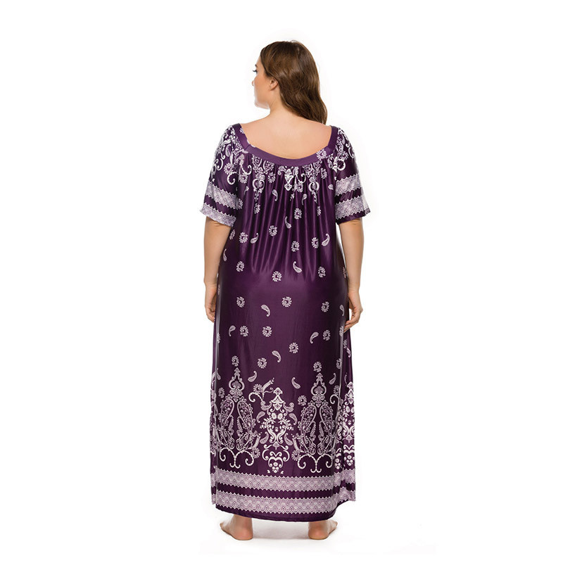 Rochii largi de marime mari pentru femei vara 2022 ocazional cu maneca scurta cu imprimeu floral rochie lunga din matase de gheata Rochie eleganta supradimensionata