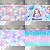 Disney Mermaid Baby Shower születésnapi fotózás Háttér víz alatt Korallhéj mérlegek hercegnő születésnapi parti dekoráció