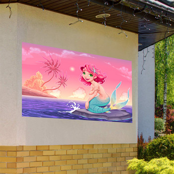 Disney Mermaid Baby Shower Φωτογραφικό σκηνικό κάτω από το νερό Ζυγαριά με κοχύλι κοραλλιών Διακόσμηση για πάρτι γενεθλίων Princess