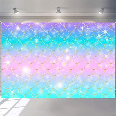 Disney Mermaid Baby Shower születésnapi fotózás Háttér víz alatt Korallhéj mérlegek hercegnő születésnapi parti dekoráció