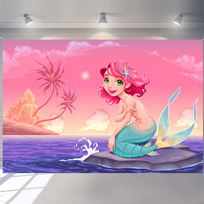 Disney Mermaid Baby Shower születésnapi fotózás Háttér víz alatt Korallhéj mérlegek hercegnő születésnapi parti dekoráció