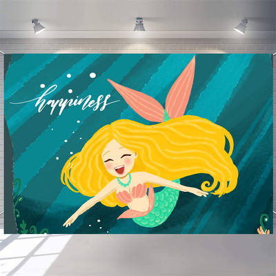 Disney Mermaid Baby Shower születésnapi fotózás Háttér víz alatt Korallhéj mérlegek hercegnő születésnapi parti dekoráció