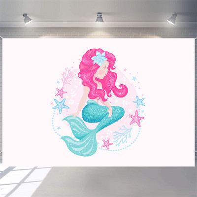 Disney Mermaid Baby Shower születésnapi fotózás Háttér víz alatt Korallhéj mérlegek hercegnő születésnapi parti dekoráció