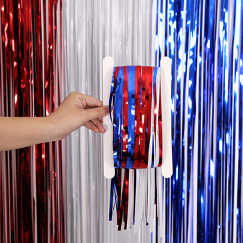 Διακόσμηση σκηνικού για την Ημέρα της Αμερικανικής Ανεξαρτησίας Κόκκινο Λευκό Μπλε Κουρτίνα Βροχής Διακόσμηση πάρτι για Φόντο Διαρρύθμιση φωτογραφιών στηρίγματα