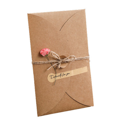 Šventinės džiovintos gėlės, sveikinimo atvirukai Kūrybiški vestuvių vakarėlio dovanų vokai, tinkantys gimtadienio šventėms HEE889