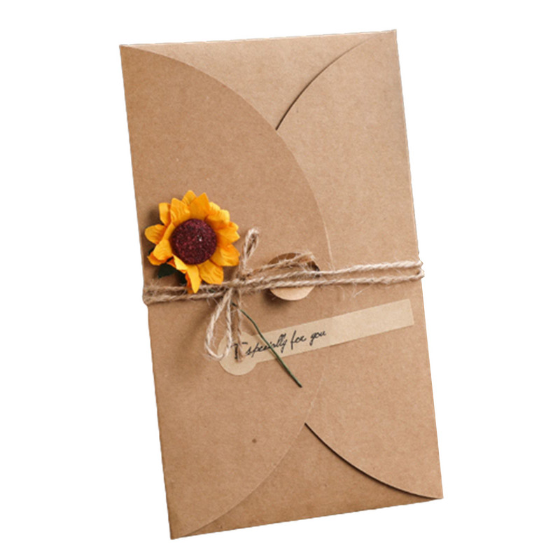 Šventinės džiovintos gėlės, sveikinimo atvirukai Kūrybiški vestuvių vakarėlio dovanų vokai, tinkantys gimtadienio šventėms HEE889