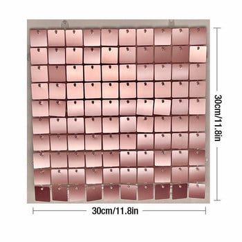 1x Сватбен фон Декорация на стена Огледало Лазерно квадратно фоново табло с пайети Коледна сватба Декорация за рожден ден