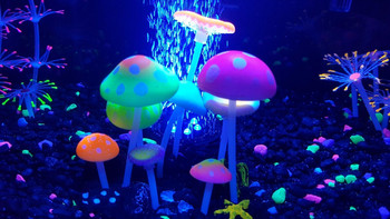 Ενυδρείο Glowing Mushroom Διακοσμήσεις Δεξαμενή ψαριών Στολίδι σιλικόνης, για περιβάλλοντα ψαριών ενυδρείου θαλασσινού νερού Betta