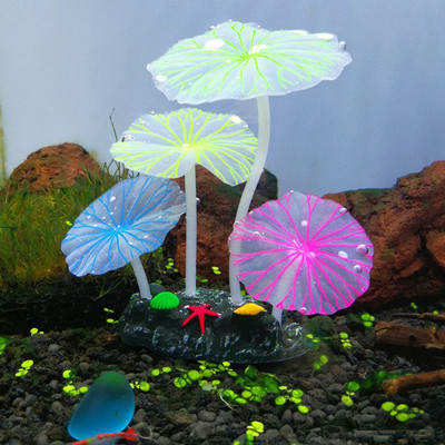 Akvariumo žėrintys grybų papuošimai žuvų rezervuaro silikoninis ornamentas, skirtas gėlo vandens sūraus vandens akvariume Betta žuvims