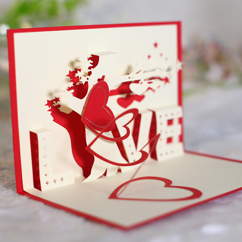 3D pop-up kártyák barkács torták üdvözlőlapok képeslapok ajándékok borítékkal bulikra Valentin-nap karácsonyi esküvői dekoráció