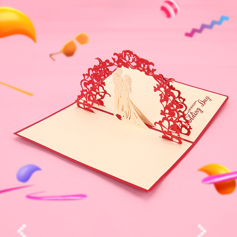 3D pop-up kártyák barkács torták üdvözlőlapok képeslapok ajándékok borítékkal bulikra Valentin-nap karácsonyi esküvői dekoráció