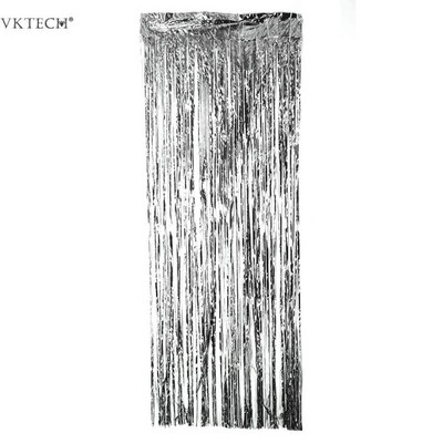 2M sudraba/daudzkrāsu flitera folijas aizkars lietus bārkstis pušķis kāzu fons dzimšanas dienas svinību dekors jubilejas dekorēšanai