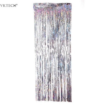 2M sudraba/daudzkrāsu flitera folijas aizkars lietus bārkstis pušķis kāzu fons dzimšanas dienas svinību dekors jubilejas dekorēšanai