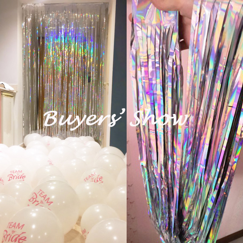 2M sudraba/daudzkrāsu flitera folijas aizkars lietus bārkstis pušķis kāzu fons dzimšanas dienas svinību dekors jubilejas dekorēšanai