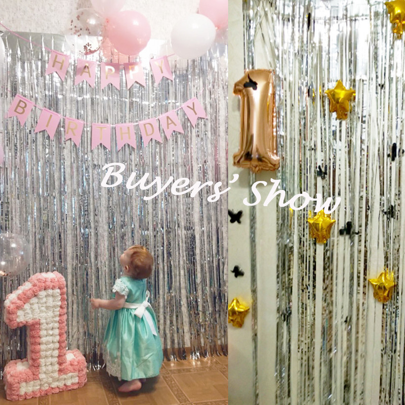2M sudraba/daudzkrāsu flitera folijas aizkars lietus bārkstis pušķis kāzu fons dzimšanas dienas svinību dekors jubilejas dekorēšanai