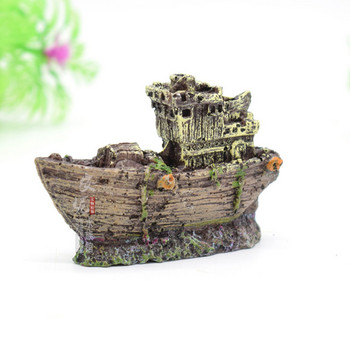 Ενυδρείο Mini Resin Shipwreck Διακόσμηση δεξαμενής ψαριών Pirate Treasure Ship Μικρό πλοίο Στολίδι Αξεσουάρ Άγαλμα για ψάρια Hide