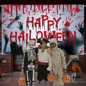 Halloween Bloody Fingerprint Backdrops Banner Horror Atmosphere Background Πανί Ghost Blood Hand Happy 2023 Halloween Decor