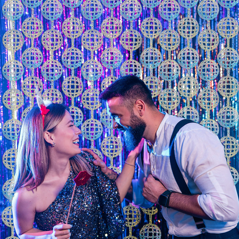 1x2M diskopeo taustadekoor Laser-hõbedane fooliumiga kardkardin Naiste õhtu tüdrukutepeo tarvikud Pulmakaunistused