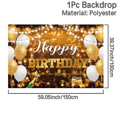 Juodo aukso gimtadienio fonas Auksinis blizgantis nuotraukų stendo fonas Kabanti vėliava Su gimtadienio vakarėlio dekoracija fono reklamjuostė