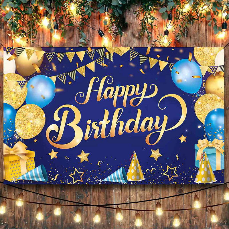 Juodo aukso gimtadienio fonas Auksinis blizgantis nuotraukų stendo fonas Kabanti vėliava Su gimtadienio vakarėlio dekoracija fono reklamjuostė