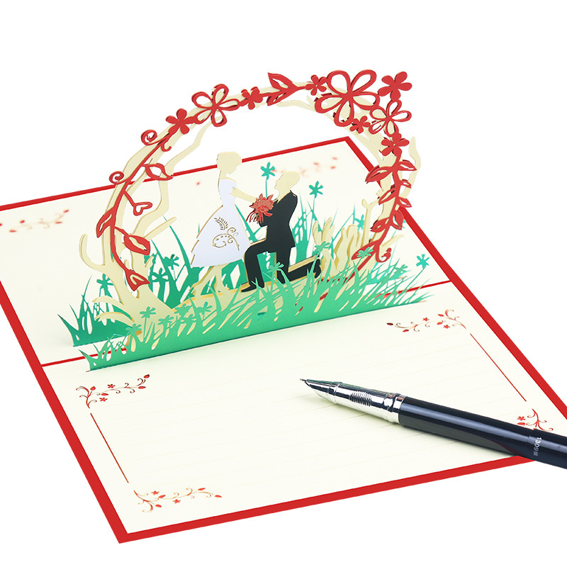 3D iššokantis vestuvių kvietimas Pasiūlykite santuoką Valentino dienai, padėkos sužadėtuvėms, gimtadienio dovanų atvirukas